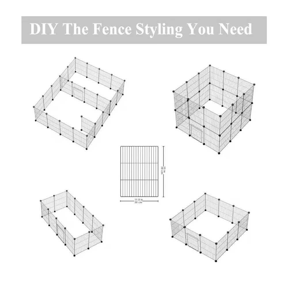 LURIVA DIY Small Animal Playpen 12 Panels Black Metal Wire Pet Fence 15x12 O4
